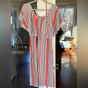 Chelsea & Theodore Orange and Blue Striped Dress
